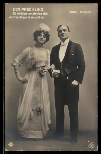 AK Operette Der Frechling mit Myra und Werner, Als Verlobte empfehlen sich...