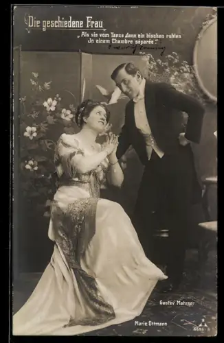 AK Die geschiedene Frau, Als sie vom Tanzen dann ein bisschen ruhten...