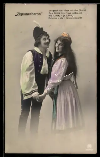 AK Zigeunerbaron, Paar in Kostümen