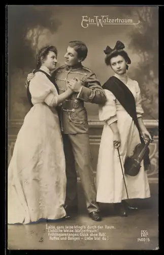 AK Ein Walzertraum, Tanzendes Paar, Dame mit Geige