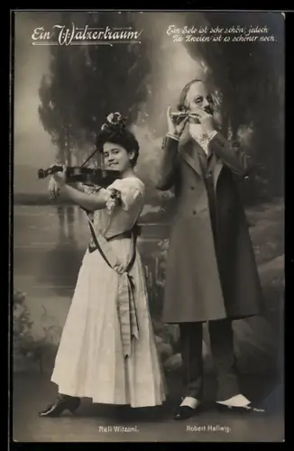 AK Operette Ein Walzertraum, Reli Witzani und Ronert Hellwig beim Musizieren