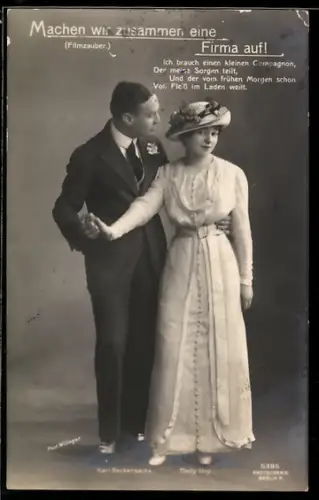 AK Operette Filmzauber, Darsteller Karl Beckersachs und Hedy Ury