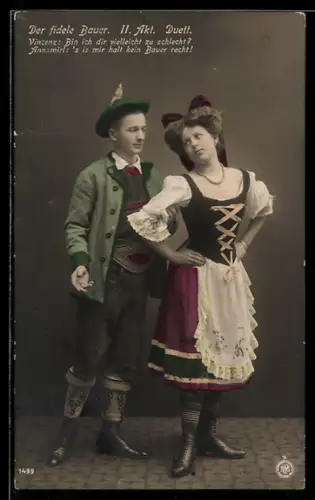AK Operette Der fidele Bauer, Szene aus dem II. Akt