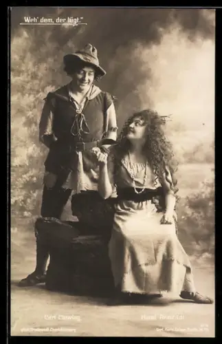 AK Weh dem, der lügt, Carl Clewing und Hansi Arnstädt in Kostümen