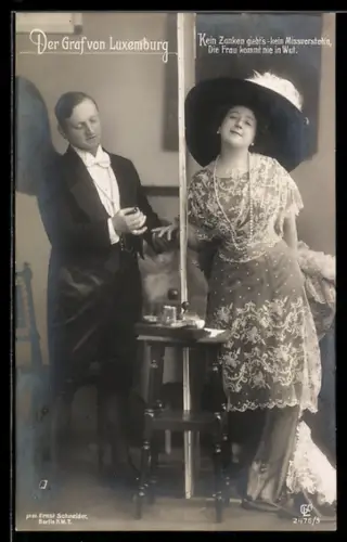 AK Der Graf von Luxemburg, Mann steckt Frau einen Ring an