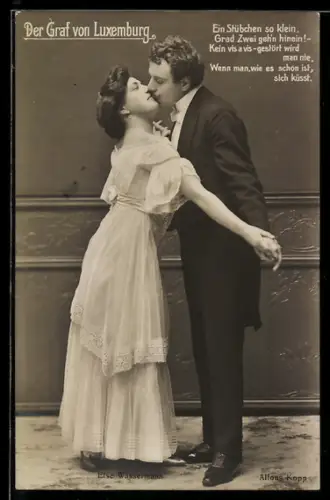 AK Der Graf von Luxemburg, Else Wassermann und Alfons Kopp in ihren Rollen