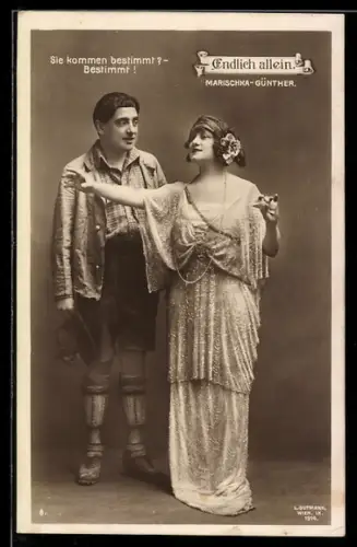 AK Endlich allein, Marischka-Günther, Sie kommen bestimmt? Bestimmt!, Operette