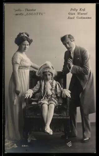 AK Szene aus der Operette Lolotte im Apollo-Theater mit Polly Koss, Gisa Wurzel und Emil Guttmann
