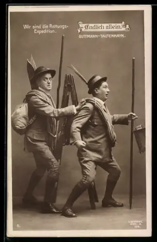 AK Endlich allein, Guttmann-Tautenhayn, Wir sind die Rettungs-Expedition, Operette