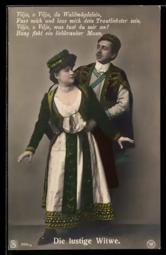 AK Szene aus der Operette Die lustige Witwe, Schauspieler