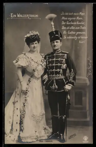 AK Szene aus der Operette Ein Walzertraum mit Modl und Werner, Du bist doch mein Mann...