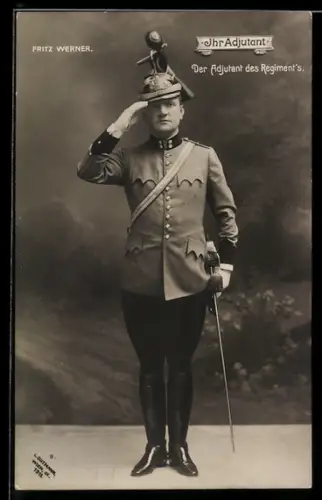 AK Szene aus der Operette Ihr Adjutant mit dem Schauspieler Fritz Werner