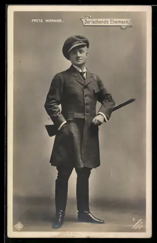 AK Schauspieler Fritz Werner mit Flinte in Der lachende Ehemann