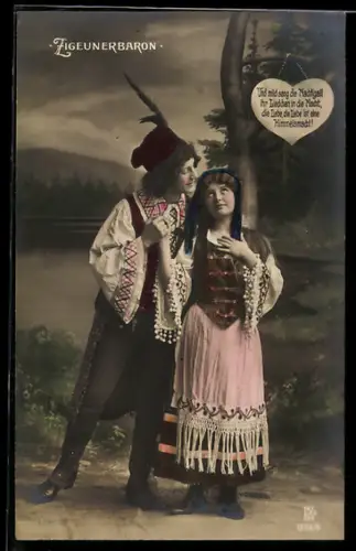 AK Zigeunerbaron, Operettenszene mit Darstellern