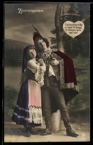 AK Szene aus der Operette Zigeunerbaron
