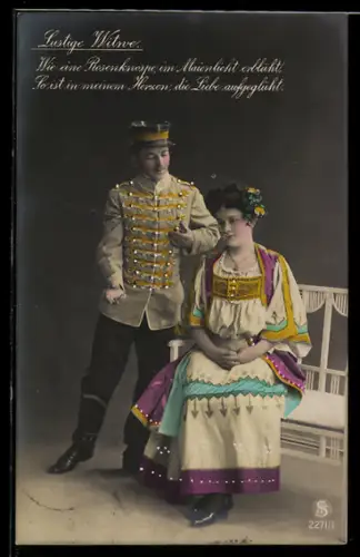 AK Operette Lustige Witwe, Wie eine Rosenknospe im Maienlicht..., Szenenbild