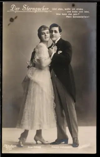 AK Operette Die Sterngucker, Elegantes Paar schmiegt sich aneinander, Rose Felsegg und Eduard Lichtenstein