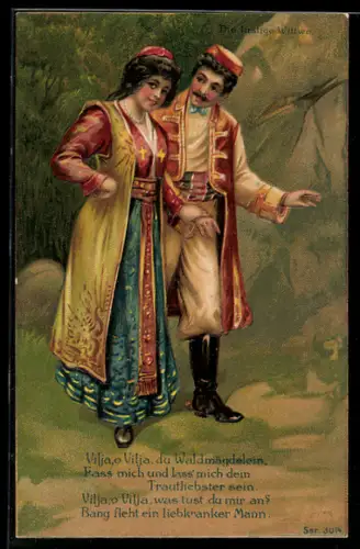 AK Die lustige Witwe, Viljia, o Vilja, du Waldmägdelein..., Operette