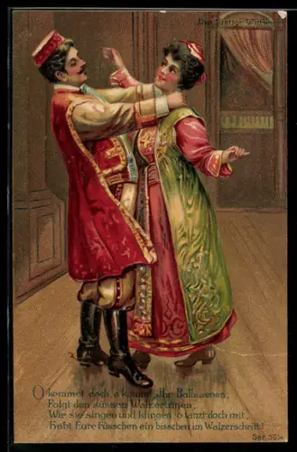 Künstler-AK Die lustige Witwe, Operettenszene Walzertanz