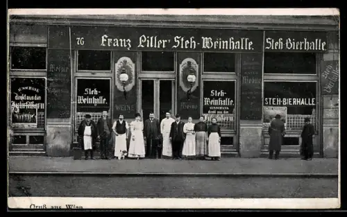 AK Wien, Gaststätte und Weinhalle Franz Piller, Wallnerstrasse 17