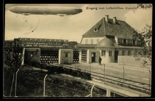 AK Friedrichshafen a. B., Eingang zum Luftschiffbau Zeppelin