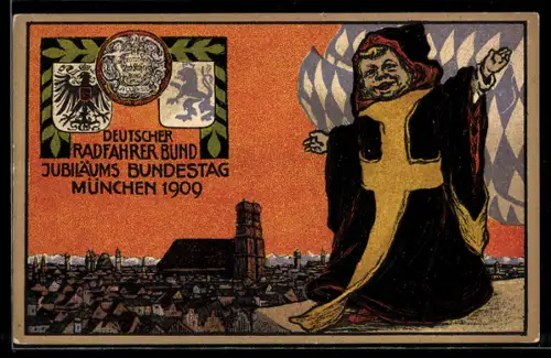 AK München, Deutscher Radfahrerbund Jubiläums Bundestag 1909, Münchner Kindl