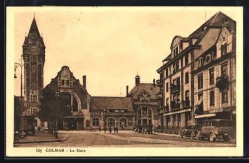 AK Colmar, Hauptgebäude vom Bahnhof