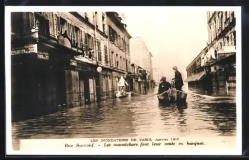 AK Paris, Les Inondations 1910, Rue Surcouf