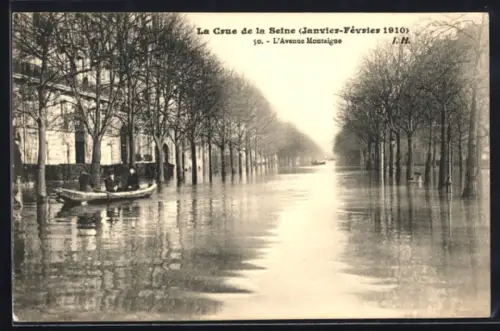 AK Paris, La Crue de la Seine 1910, L`Avenue Montaigne