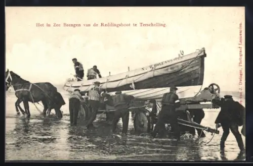 AK Terschelling, Het in Zee Brengen van de Reddingsboot