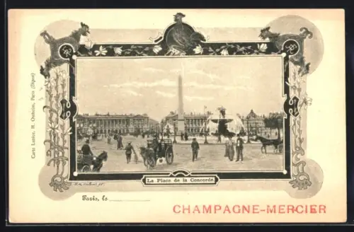 AK Paris, Place de la Concorde, Champagne Mercier