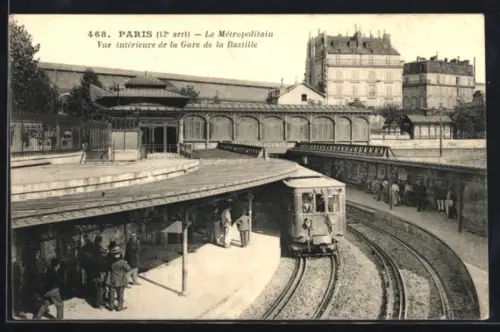 AK Paris, Métropolitain, Gare de la Bastille, U-Bahn-Station