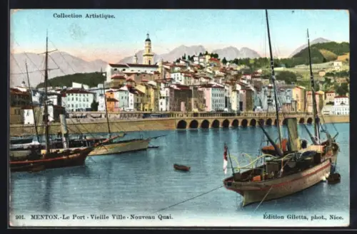 AK Menton /Alpes-Maritimes, Le Port, Vieille Ville, Nouveau Quai