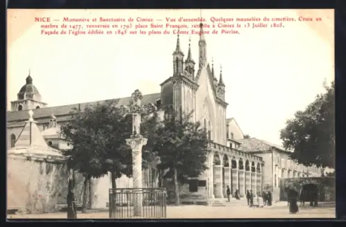 AK Nice, Monastère et Sanctuaire de Cimiez, vue d`ensemble et mausolées du cimetière