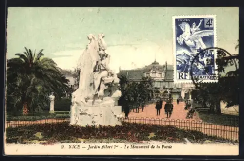 AK Nice, Jardin Albert 1er, Le Monument de la Poésie