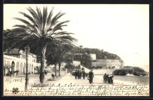 AK Nice, Quai du Midi, la Promenade sous les palmiers
