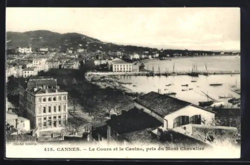 AK Cannes, Le Cours et le Casino, pris du Mont Chevalier