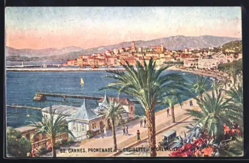 Künstler-AK Cannes, Promenade de la Croisette et Chevaliers