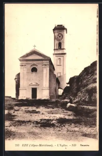 AK Eze /Alpes-Maritimes, L`Église et son clocher pittoresque