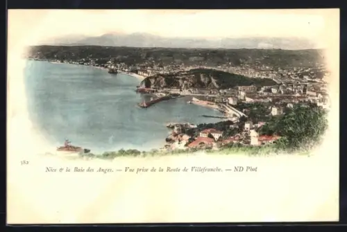 AK Nice, Vue prise de la Route de Villefranche sur la Baie des Anges