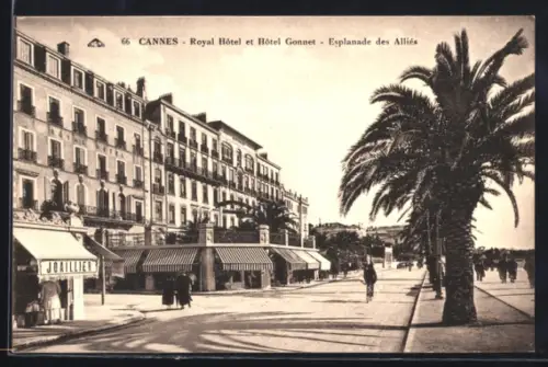 AK Cannes, Royal Hôtel et Hôtel Gonnet, Esplanade des Alliés