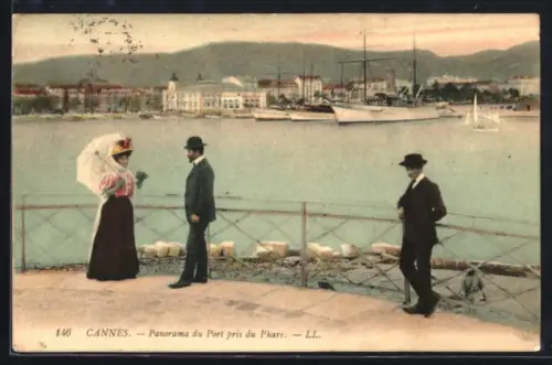 AK Cannes, Panorama du Port pris du Phare