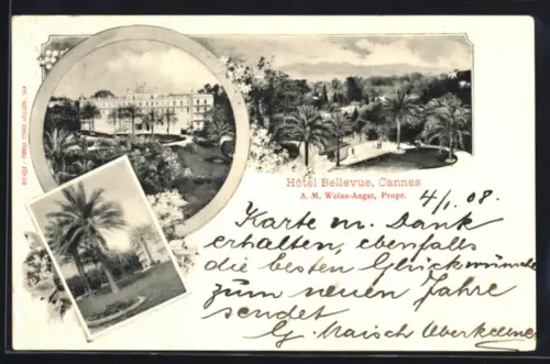 AK Cannes, Hôtel BEllevue, prop. A. M. Weiss-Angst