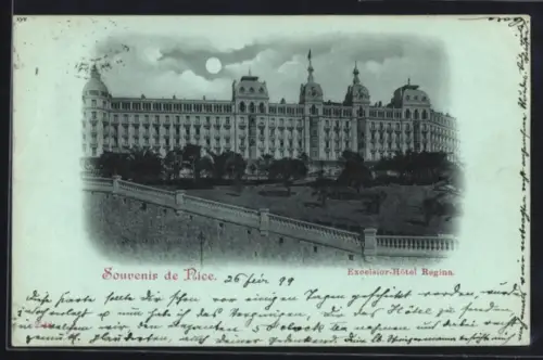 Mondschein-AK Nice, Excelsior-Hôtel Regina