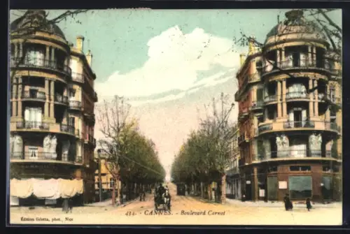 AK Cannes, Boulevard Carnot, Strassenbahn
