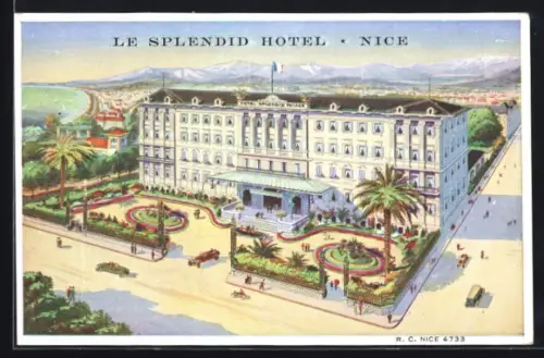 AK Nice, Le Splendid Hotel et son jardin élégant