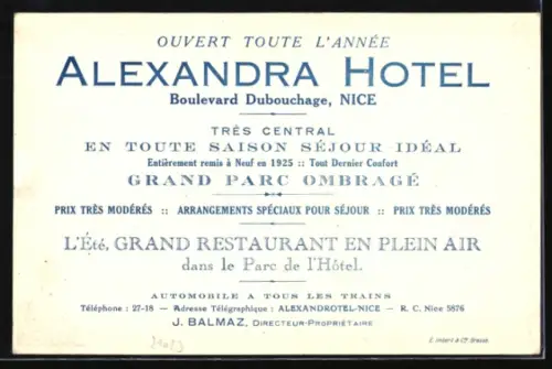 Künstler-AK Nice, Hotel Alexandra