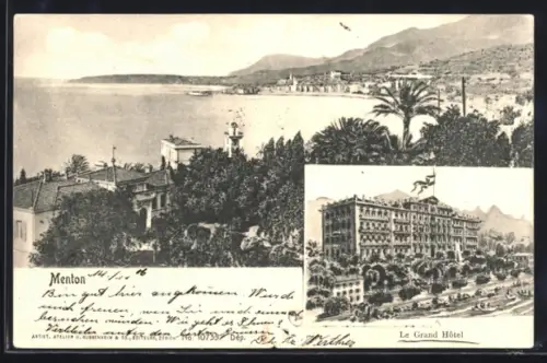 AK Menton, Panorama et le Grand Hôtel