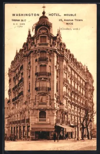 AK Nice, Washington Hôtel, 25, Avenue Thiers