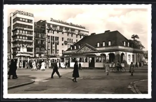 AK Frankfurt a. M., An der Hauptwache, Panorama mit Strassenbahn